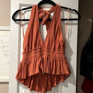 New with tags! Dark orange halter crop top